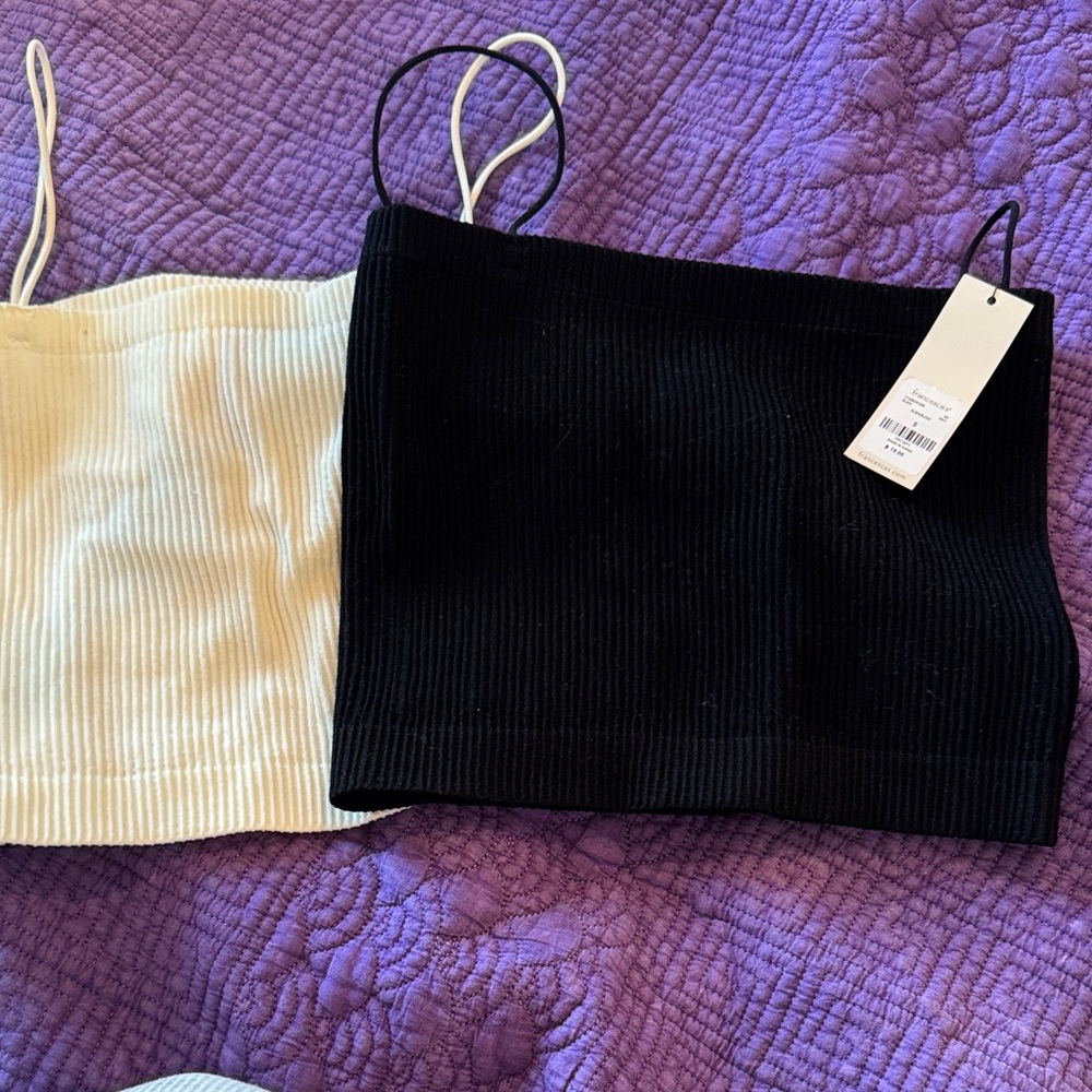 Francesca's Collections Black Ribbed Top